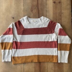 Pinque‎ Florence Raglan Long Sleeve Sweater, Burnt Orange Striped, Sized L